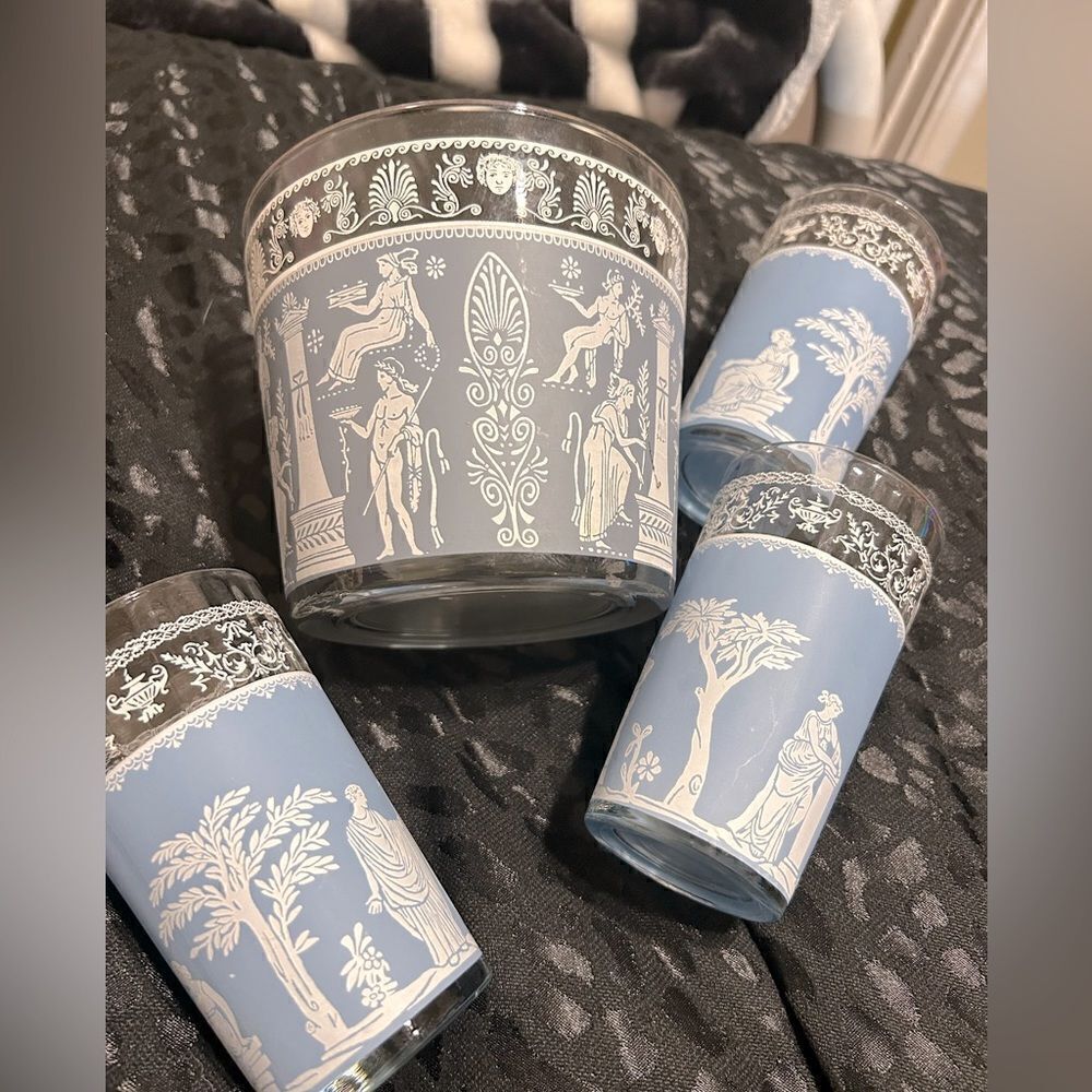 Rare Find Jeanette Glass Wedge wood Roman glass and Ice-bucket